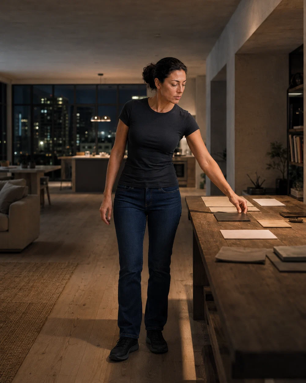Night Collector at an apartment table